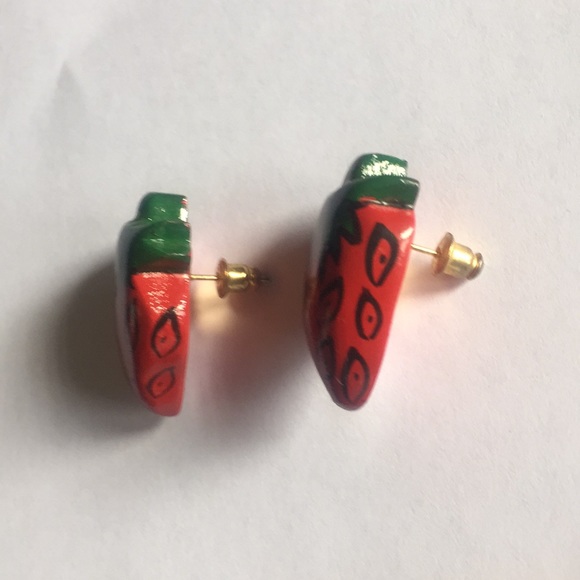 NWT Strawberry Earrings, Wooden, hand painted - Picture 6 of 8